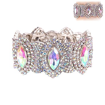 TRENDY MOSAIC OVAL STRETCH STONE BRACELET SLBY8057