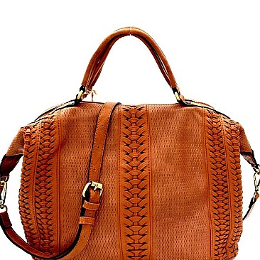 Woven Detail Perforated Rustic Large Satchel MH-CJF065