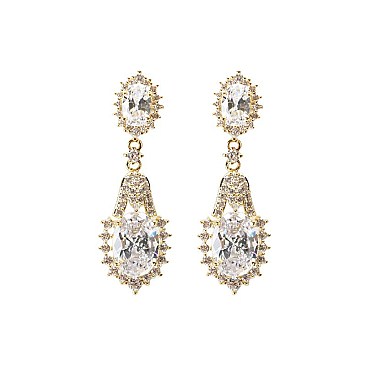 DOUBLE STONE CRYSTAL CUBIC  DANGLY POST EARRING SLECZ6360