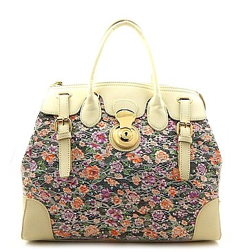 Colorful Flower Print Lace Fashion Satchel