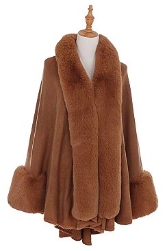 SOFT FUR COLLAR LONGLINE CARDIGAN