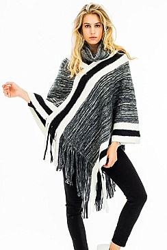 FASHION TURTLENECK V-SHAPED PONCHO FM-WSF214