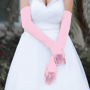 FASHIONABLE EXTRA LONG SATIN GLOVES SLGLV57