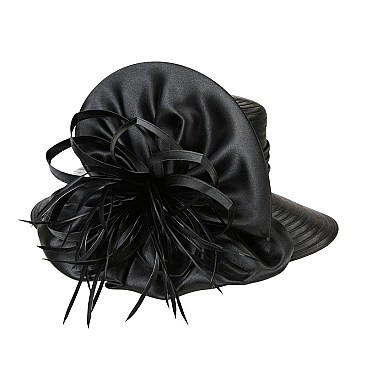 SATIN LADY HAT With Satin Burst Feather  MEZ2100