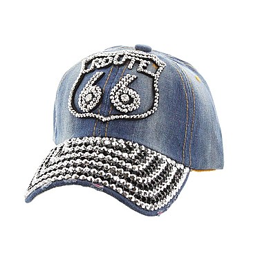 "ROUTE 66" Rhinestone Cap MEZ726