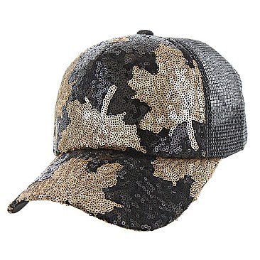 Fall Leaves Sequin Fashion Cap MEZ891