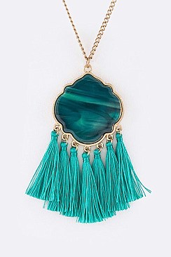 Geometric Pendant With Tassels Necklace LA-CN4146