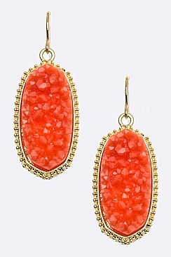 Classic Oval Druzy Stone Earrings LA-VE1549Z