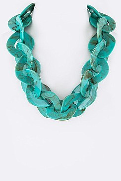Chunky Celluloid Interlocking Chain Necklace LA-S4643