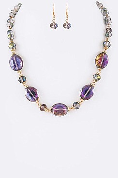 Crystal Beads Necklace And Earrings Set LA-11821