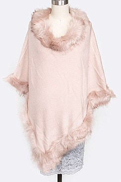 Elegant Faux Fur Poncho LA-PC099