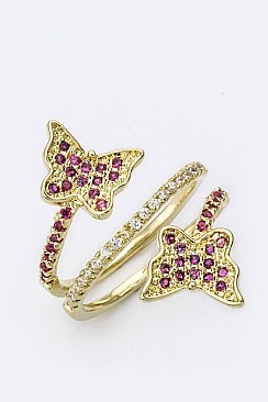 Cubic Zirconia Double Butterfly Ring