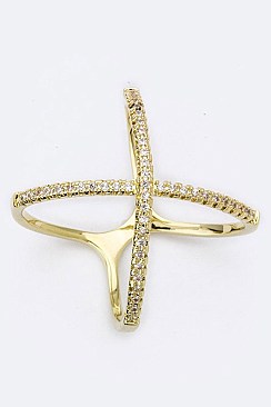 Crossed Cubic Zirconia Ring LACW1804