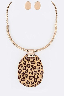 Modern Animal Print Statement Necklace Collar With Earrings LA-0872