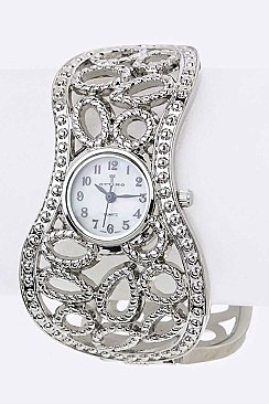 Stylish Textured Hoops Wavy Bangle Watch LA 05-608