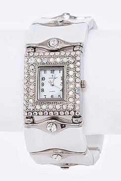 Resin Fashion Bangle Watch with Crystal Embellishments LABG774L17