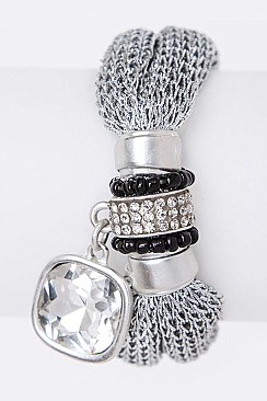 Modern Mesh Bracelet With Crystal Drop Accent LA-BR2869