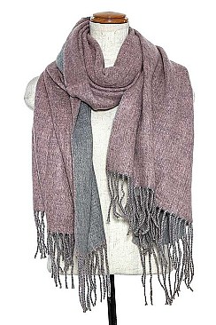 OBLONG FRINGE TWO TONE SCARF