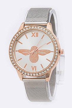 Chic Bee Dial 2 Tone Mesh Band Fashion Watch LA 04-FG5350B