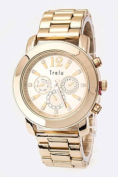 Trendy Crystal Dials Chrono Watch LA-2148