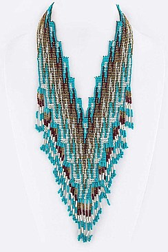 Large Bib Style Layers Beads Tribal Statement NECKLACE LA-AN11168B