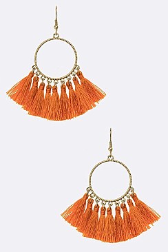 Fabric Tassels Hoop Earrings
