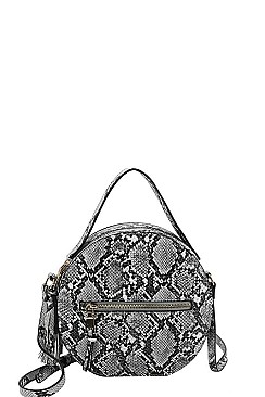 PYTHON PATTERN CIRCLE SHOULDER BAG WITH LONG STRAP