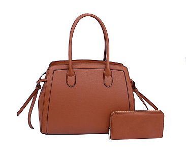 2 TONED SATCHEL WITH MATCHING WALLET