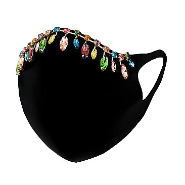 DANGLING RHINESTONE FASHION MASK W/ COMFORTABLE EARLOOP