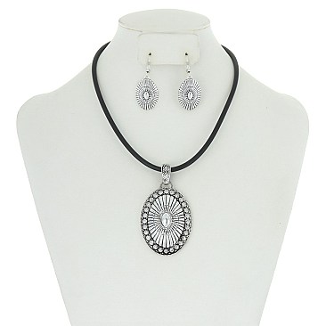 TRENDY WESTERN THEME OVAL NECKLACE SET SLN1396