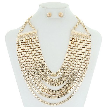 MULTI LAYERED Chain STATEMENT NECKLACE SET MEZN1492