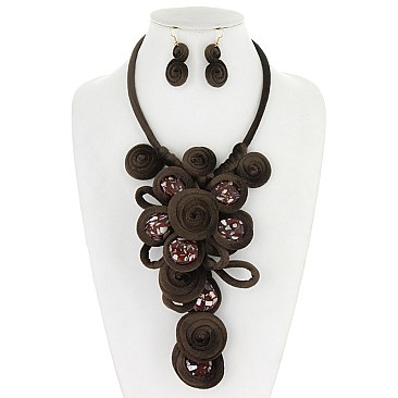 Trendy Velvet Necklace Set W/stones SLN1527
