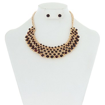 Trendy Rhinestone Collar Necklace Set SLN15581