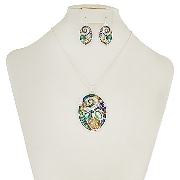 Trendy Sea Life Theme Teardrop Pendant Nk Set SLN1805