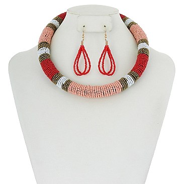 TRENDY BEADED TRIBAL SNAKE NECKLACE SET