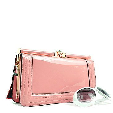 Quality Framed Patent Designer Jewel-top Clutch