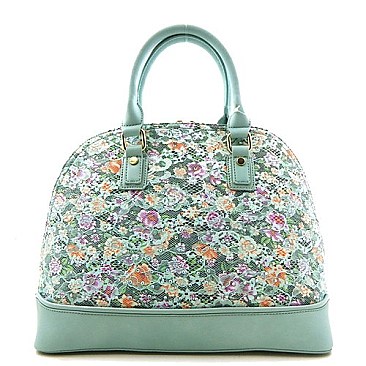 Stone Flower Print Lace Classic Bag