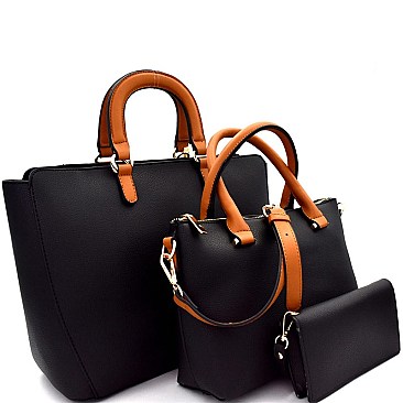 Handle Accent Two-Tone 3 in 1 Satchel Value SET MH-87787