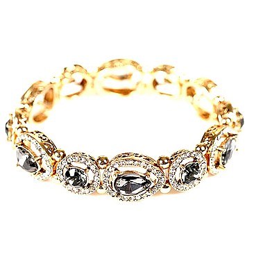 VB0471-LP Glass Rhinestone Open-cut Filigree Elastic Bracelet