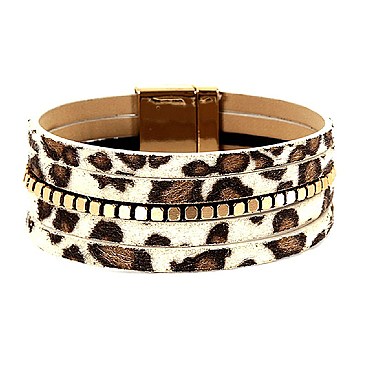 Leopard Leather Magnetic Finish Bracelet MH-ZB1428