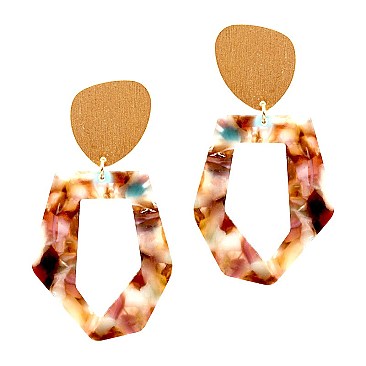 Multicolored Open-cut Acrylic Metal Post Earring MH-ZE1594