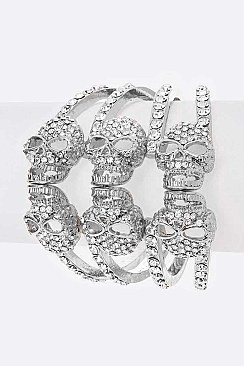STYLISH CRYSTAL SKULL HINGE BANGLE