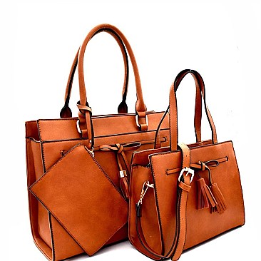 Tassel Bow Accent 3 in 1 Twin Satchel Value SET MH-EW3002