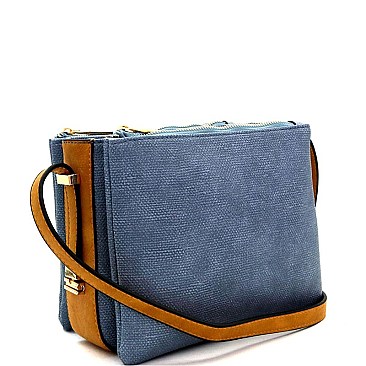 Extendable Strap 3-Compartment Cross Body Shoulder Bag  MH-LHU198
