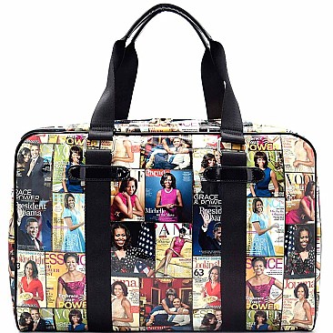 OBAMA Magazine Print Patent Weekender OVERNIGHT Duffel Bag RZ-OA2599