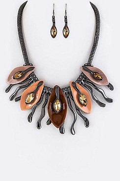 Abstract Crystal & Enamel Statement Necklace Set LA-YNE3231
