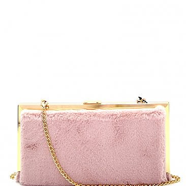 Faux-Fur Metal Frame Hard Clutch MH-PPC5807