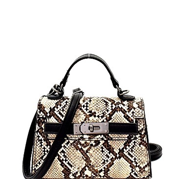 Snake Print Belted Small Satchel Shoulder Bag MH-PPC6465