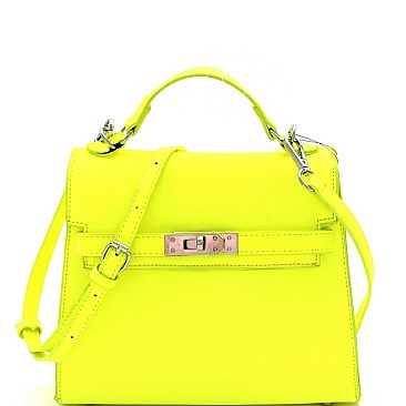 NEON TURN-LOCK ACCENT SATCHEL
