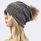 Raccoon Fur PomPom Cotton Blend Slouchy Beanie LA-EXP1003